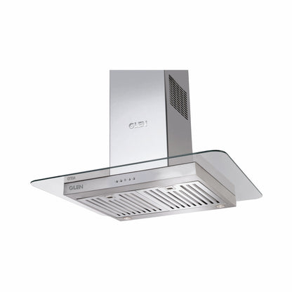 Island Kitchen Chimney Glass Push Button Italian Motor, Baffle filters 60cm 1250 m3/h -Silver (1022 IS)