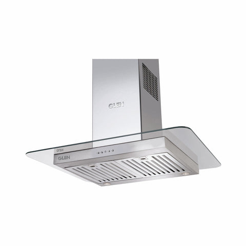 Island Kitchen Chimney Glass Push Button Italian Motor, Baffle filters 60cm 1250 m3/h -Silver (1022 IS)