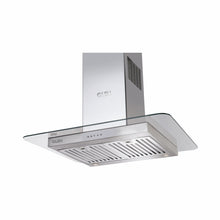 Island Kitchen Chimney Glass Push Button Italian Motor, Baffle filters 60cm 1250 m3/h -Silver (1022 IS)