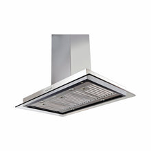 Island Kitchen Chimney Glass Push Button Italian Motor, Baffle filters 90cm 1250 m3/h -Silver (1036 IS)