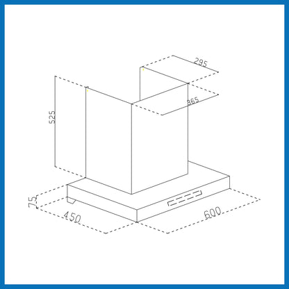 Auto Clean Filterless Chimney with Motion Sensor, 60/76/90cm 1200 m3/h - Black (6052 BL MS AC)