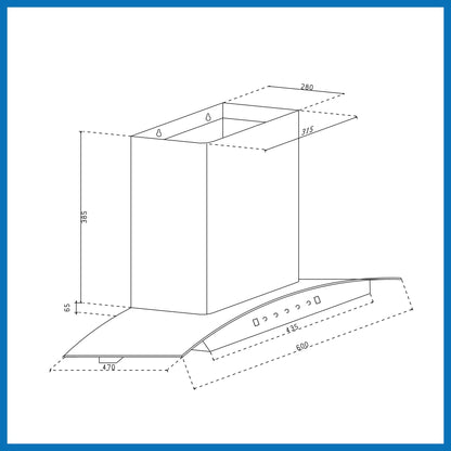 Auto Clean Curved Glass Chimney with Inverter Technology, BLDC Motor 60/90cm 1200 mB3/h -Black (6071 BL BLDC AC)