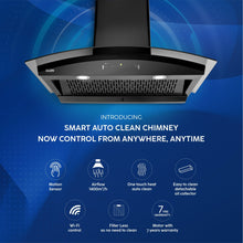 Auto Clean Chimney Curved Glass Filter-less with Wi-Fi Control 1400 mB3/h - 60/76/90cm (CH 6068 AC BLS)