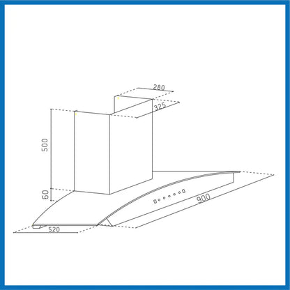 Auto Clean Chimney Curved Glass Filter-less with Motion Sensor, 1400 mB3/h - 60/76/90cm (6068 BL MS AC)