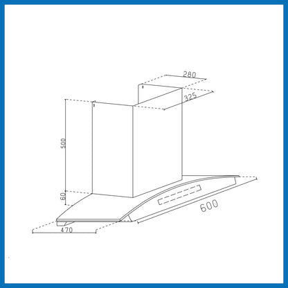 Auto Clean Curved Glass Chimney with Inverter Technology, BLDC Motor 1400 mB3/h - 60/76/90cm (6069 BL BLDC AC )
