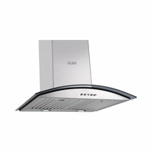 Kitchen Chimney Curved Glass, Push Buttons Baffle filter 60cm 1000 m3/h -Silver (6023 SX)