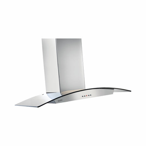 Kitchen Chimney Curved Glass, Push Buttons Baffle filter 90cm 1250 m3/h -Silver (6071 DX)