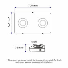 2 Burner Stainless Steel  Gas Stove with Brass Burner (1021 SS BB)