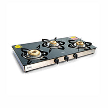 3 Burner Glass Gas Stove High Flame Forged Brass Burner XL Double Drip Tray (1033 GTXLFBDD) - Manual/Auto Ignition