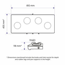 4 Burner Glass Gas Stove Extra Wide 1 High Flame 3 Brass Burners (1044 GTXL)
