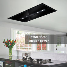 Ceiling Mounted Kitchen Chimney Cassette Island Remote Control 120cm 1250 m3/h with Baffle Filters -Black (CH1010INCS120BL)
