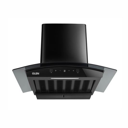 Auto Clean Curved Glass Filter less Kitchen Chimney, Motion Sensor control with Digital Display 60/76/90cm, 1200 m3/h (6058 DI BL AC)