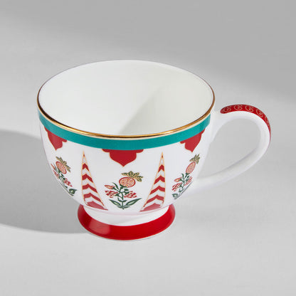 Claycraft India Circus Blushed Orchard Olive Cup and Saucer Set of 12 Pcs | 22k Gold Accents (150ml)