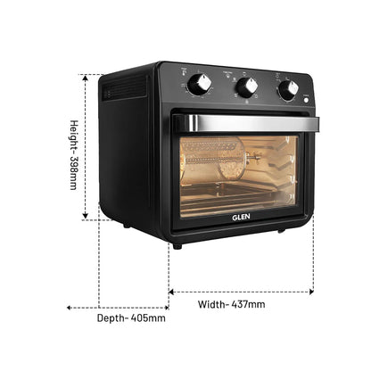 GLEN Air Fryer Oven 25 Litre Time and Temperature Control, 1800W - Black (3050 AFO)