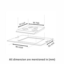 Glen 4/Burner BW Black Glass Hob Top 70