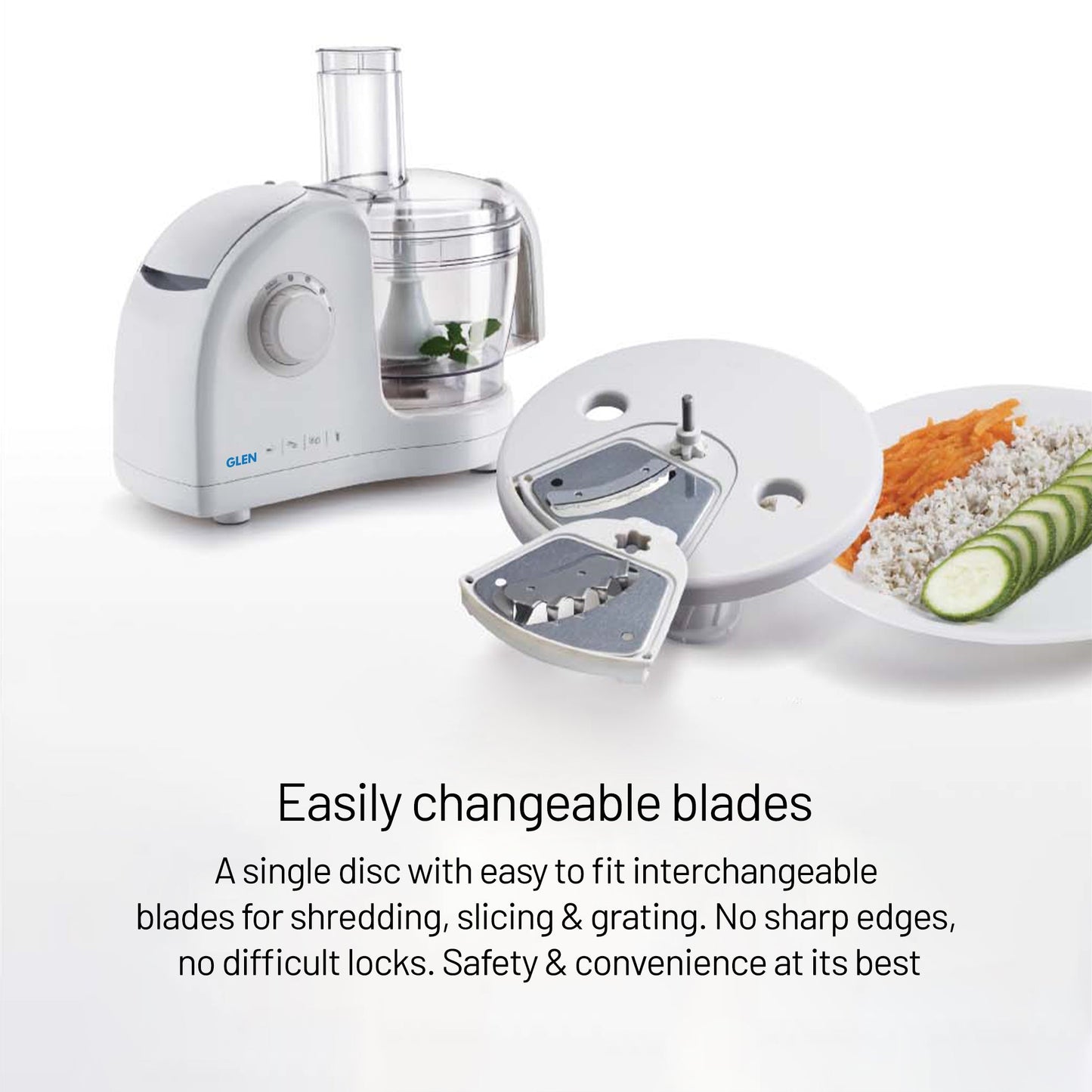 Food Processor Complete Kitchen Machine 700W b  2 Jars, Citrus Juicer 3 SS Disc Blades -White (4052LX)