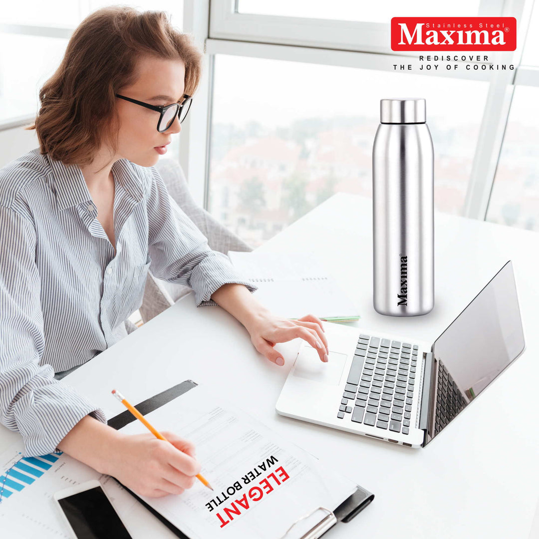 Maxima Elegant Stainless Steel Water Bottle Matte Finish (Available in 3 Sizes)