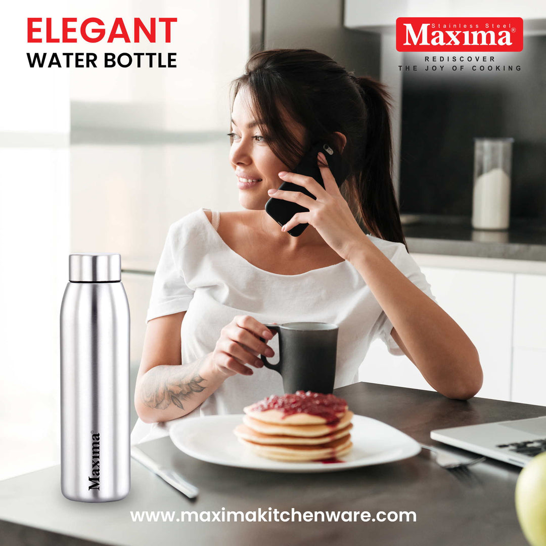 Maxima Elegant Stainless Steel Water Bottle Matte Finish (Available in 3 Sizes)