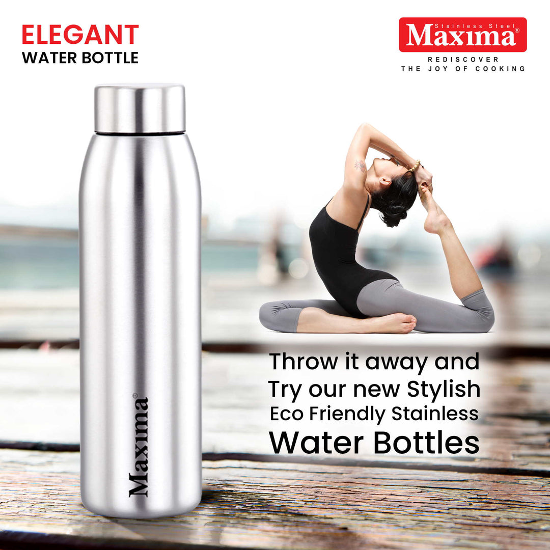 Maxima Elegant Stainless Steel Water Bottle Matte Finish (Available in 3 Sizes)