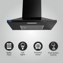 Electric Kitchen Chimney, Pyramid Shape SS Baffle filter 60cm 1100 mB3/h - Black (6049 IN BLK)