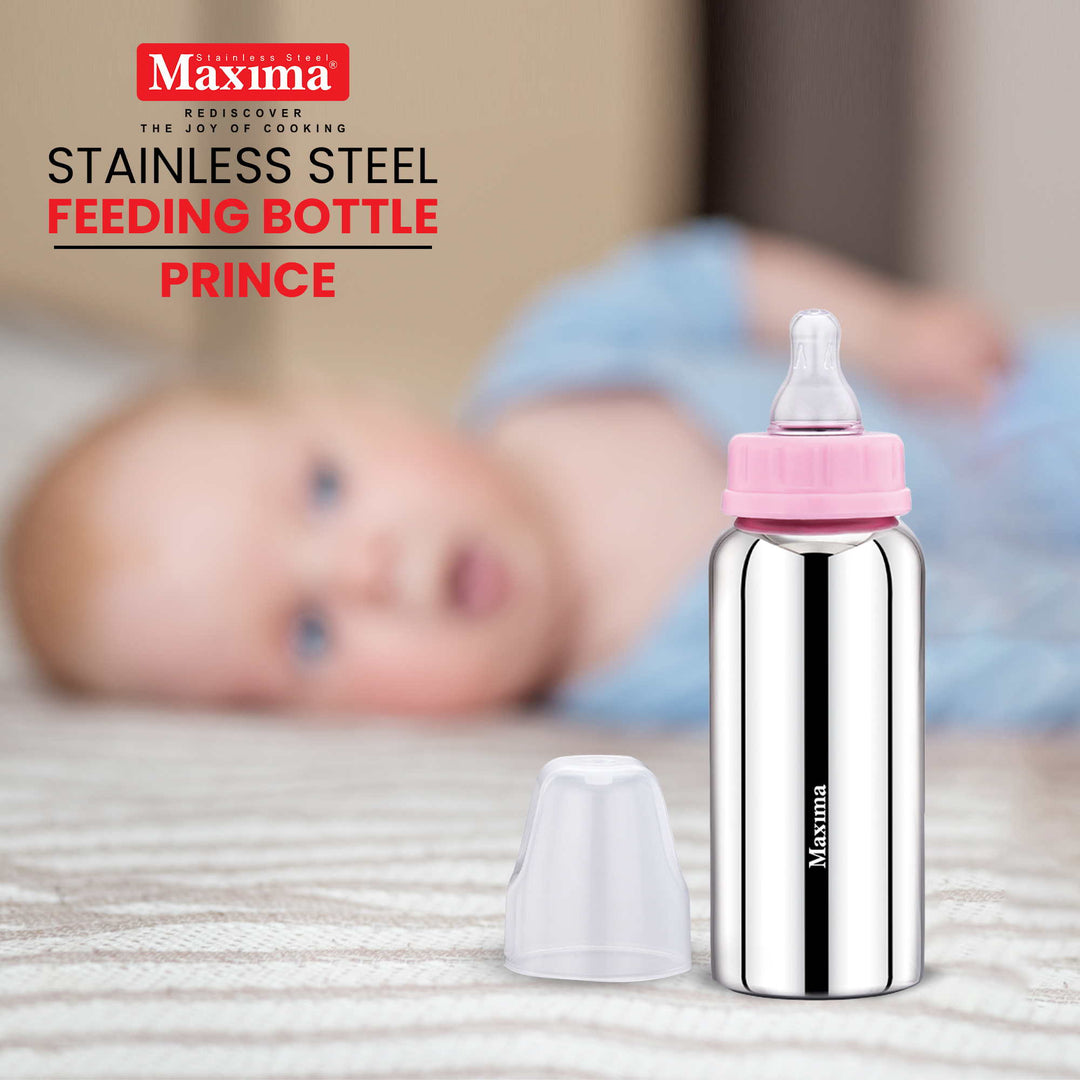 Maxima Prince Stainless Steel Baby Feeding Bottle with Plastic Cap