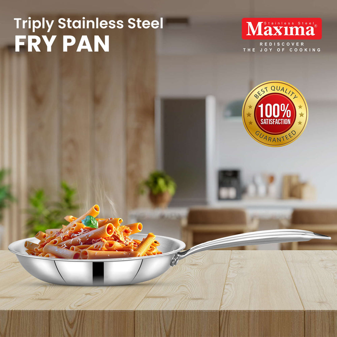 Maxima Triply Stainless Steel Frypan (Induction Friendly)
