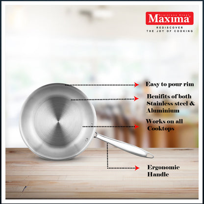 Maxima Triply Stainless Steel Frypan (Induction Friendly)