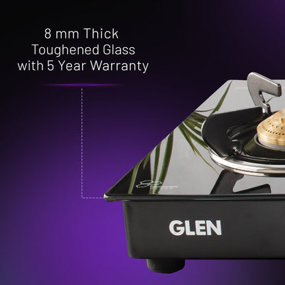 3 Burner Glass Gas Stove with High Flame Brass Burner - Manual/Auto Ignition (1038GTBBBL)