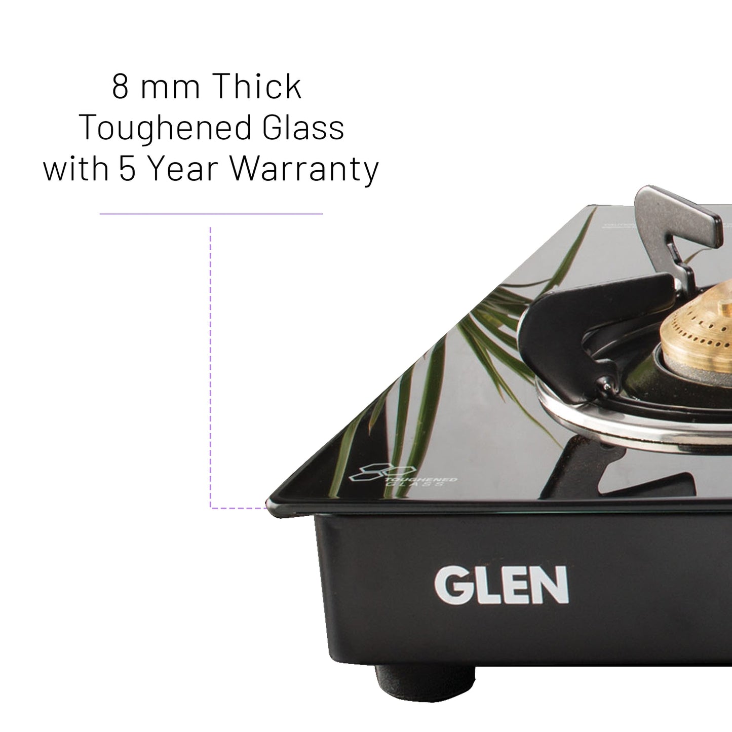GLEN 3 Burner PNG Glass Gas Stove with High Flame Brass Burner (CT1038GTBBBLPN)