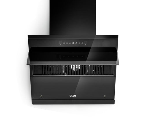GLEN Auto Clean Vertical Glass Chimney (CH 6073 HSR DC AC) | Filter-less Design with Heat Sensor & BLDC Motor 1600 m³/h | Touch & Motion Control, Remote Operated – 60/75/90 cm