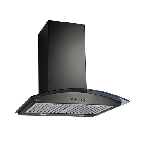 Kitchen Chimney Curved Glass, Push Buttons Baffle filter 60cm 1250 m3/h -Black (6071 DX BL)