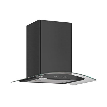 Auto Clean Chimney Curved Glass Baffle Filters with Motion Sensor 60/90cm 1200 mB3/h - Black (6063 BL)