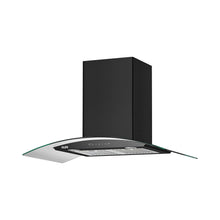 Auto Clean Chimney Curved Glass Baffle Filters with Motion Sensor 60/90cm 1200 mB3/h - Black (6063 BL)
