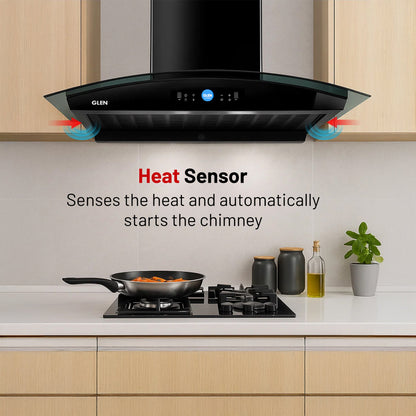 GLEN Auto Clean Chimney with LCD Display | Heat Sensors, Motion sensor, Touch control and BLDC Motor 1600 m³/h - 60/76/90cm (CH6061LCDDCAC)
