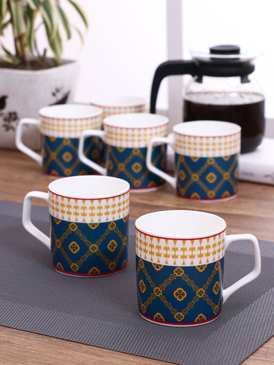 Claycraft India Circus Swirling Safari Ceramic Coffee & Tea Mug Set of 6 (200ml)