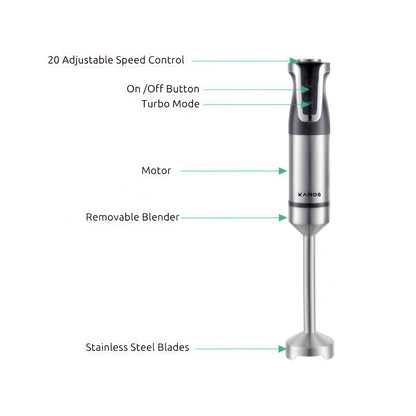 KAIROS Speed Mix pro – 600W Hand Blender| Portable High speed Hand Blender| Best for smoothies and soups