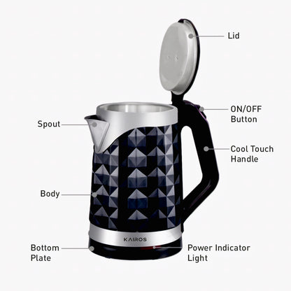 KAIROS Diamond Edge 2L Electric Kettle |Premium Stainless Steel Kettle| Quick Boil, Fast Heating, Durable & Stylish Design