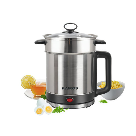 KAIROS MultiServe 1.5L Multi-Cooking Kettle with Steamer | 800W Portable Cooker | Multi-Cook function ,Fast Boil & Cook