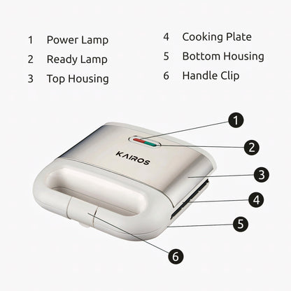 KAIROS 700W Sandwich Grill Master | The Best Compact, Portable griller for your Homes| Best for Grilling, Sandwiches & Toasts