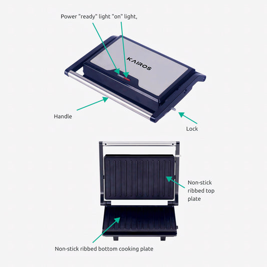 KAIROS Grill Master 1200| The Best Griller for your Home& Office | Portable, Quick Grilling with Cool Handles Safety Feature