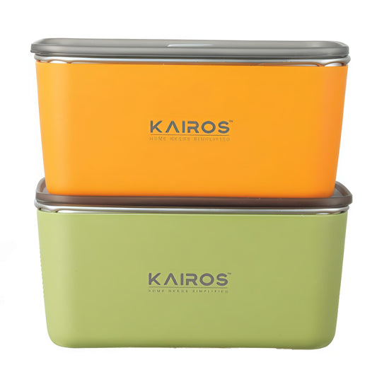 KAIROS EverFresh Dul Premium Stainless Set of 2 (500ml each) | Leak Proof Food Storage Container | 2 Container Combo