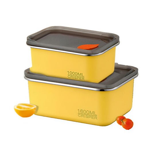 KAIROS Fresh Guard Duo-Stainless Steel Container Set of 2 (1000ml + 1600ml) | Premium Stainless Steel Leak Proof Containers