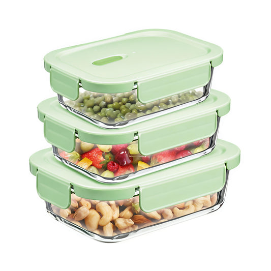 KAIROS Fresh Lock Trio Glass Container Set of 3 PCs | Premium Glass Container Set | High Quality Glass