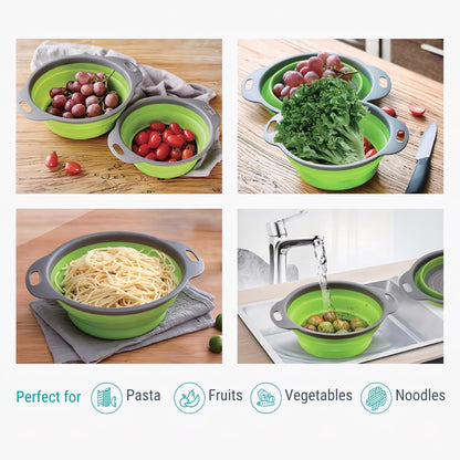 KAIROS Flexi Drain Collapsible Filter Basket Set of 2 | Multipurpose Kitchen Strainers & Sink Drainer |  Durable Filter & Strainer for Kitchen