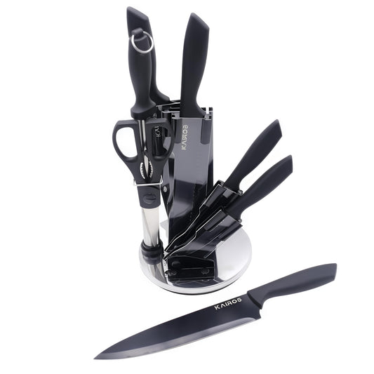 KAIROS Kitchen Knife Set of 7 Pcs with Rotating Stand | Premium Kitchen Knife Set | Stainless steel Knives