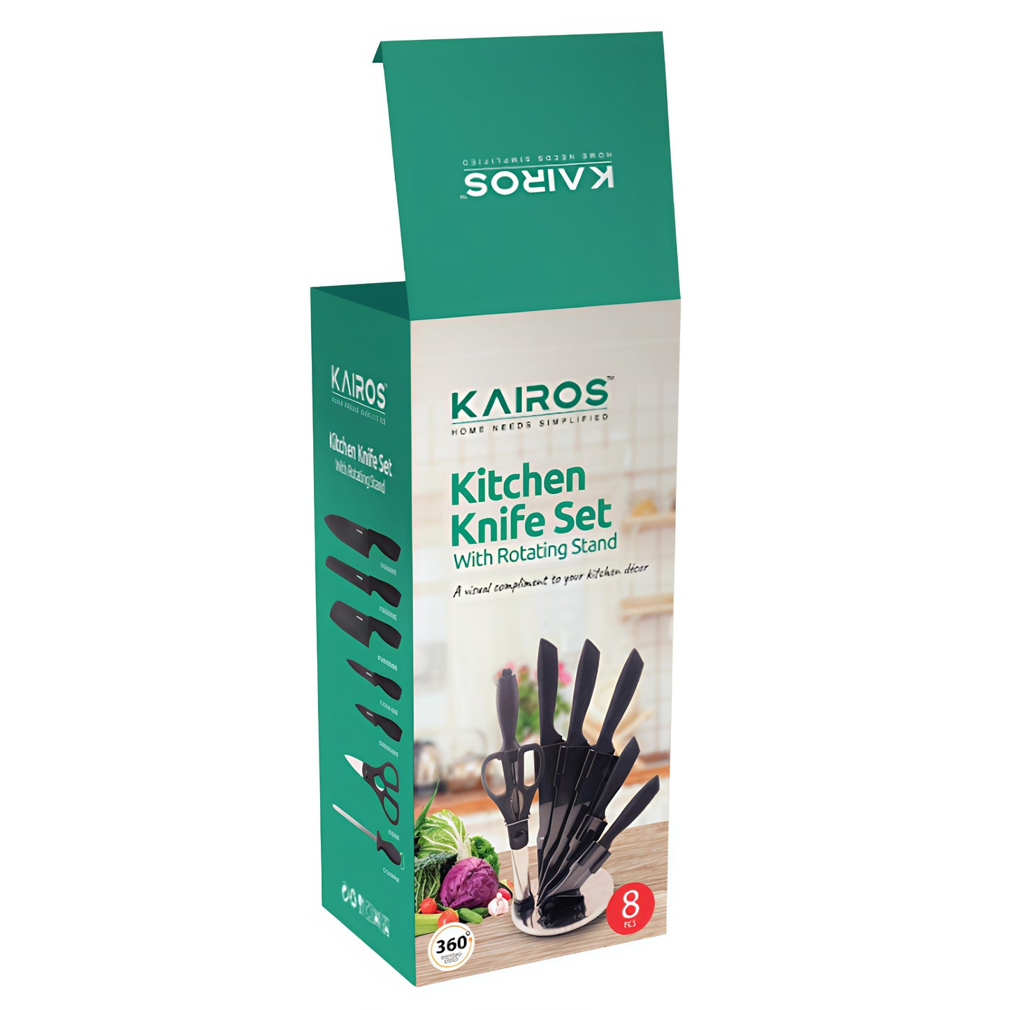 KAIROS Kitchen Knife Set of 7 Pcs with Rotating Stand | Premium Kitchen Knife Set | Stainless steel Knives