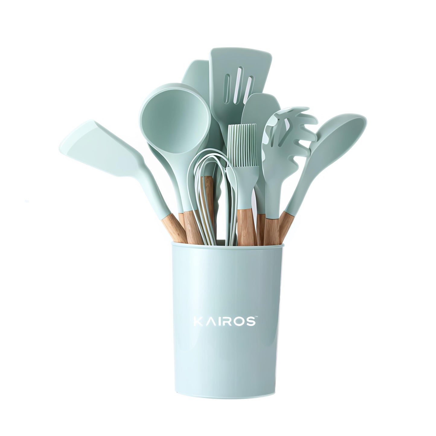 KAIROS Silicone Cooking Spatula | Wooden Spatula Set of 12 pcs with Wooden Handle | Premium Kitchen Spatulas