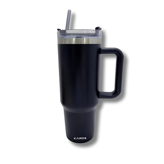 KAIROS Sip Grip 1200 ml -Stainless Steel Flask with Straw and Handle | Premium thermos Flask | Sturdy Grip Handle & Cup Holder Compatible