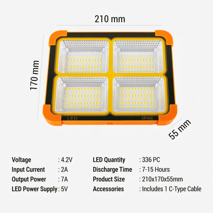 KAIROS Solarmaxx Solar LED Light | 336 LEDs, 12000mAh Battery & 5 Adjustable Modes | Eco-Friendly LED Lamp for Outdoor & Home.