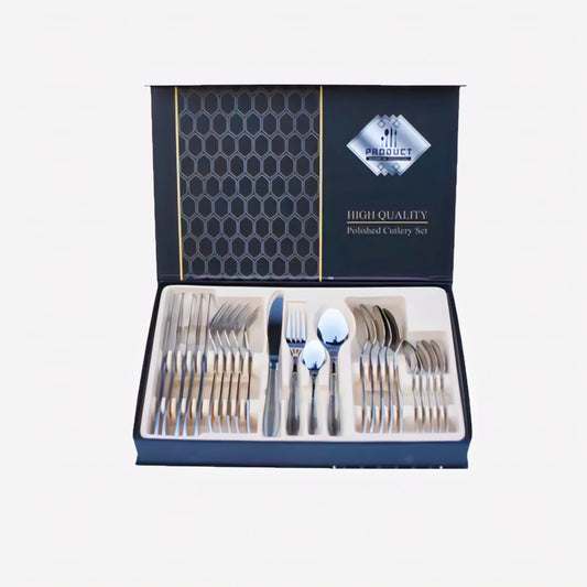 KAIROS Premium Cutlery Set 24 Pcs (6(Dinner Spoons, knives, Forks & Dessert Spoons)) | Food-Grade Stainless Steel | Durable & Rustproof | Premium Quality Dinnerware
